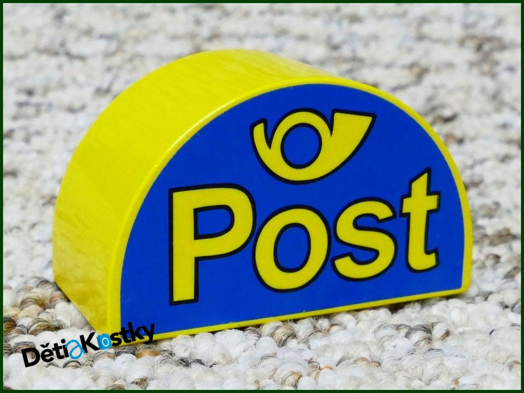 Lego® Duplo® Kostka Půlkulatá Žlutá - Pošta (Žlutý Nápis)