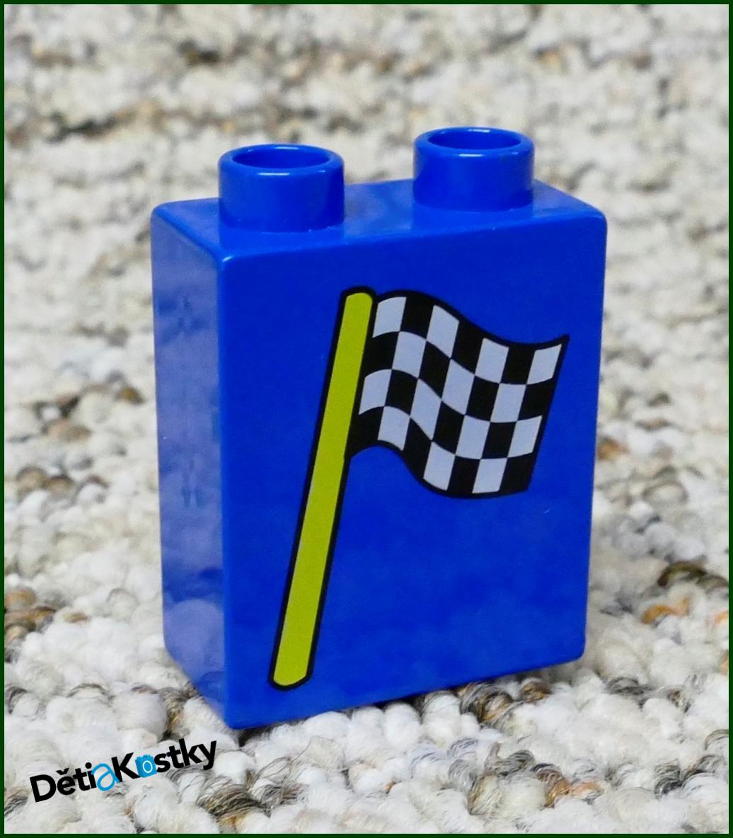 Lego® Duplo® Kostka 1x2x2 Modrá - Cílová Vlajka