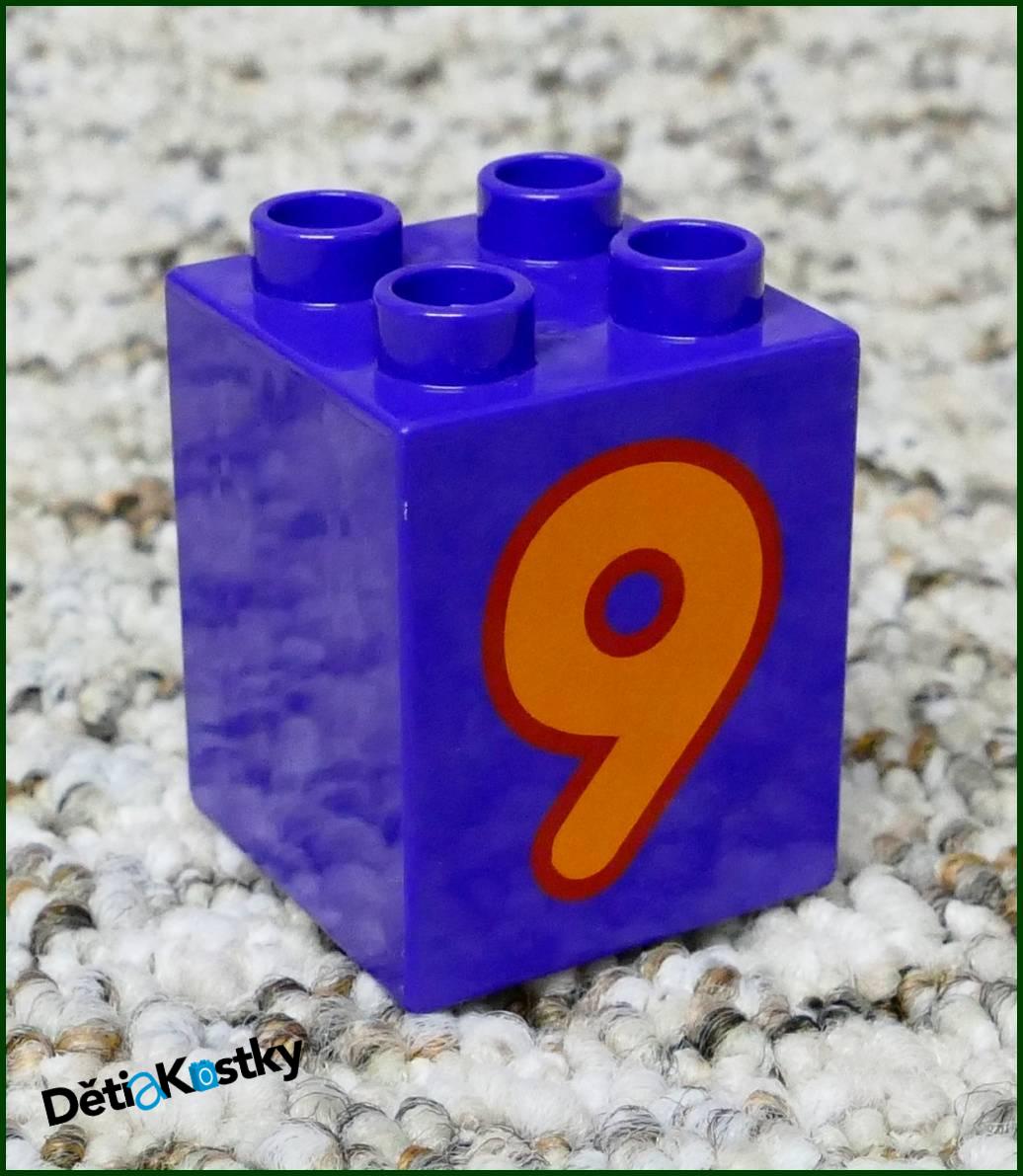 Lego® Duplo® Kostka 2x2x2 Tmavě Fialová - Oranžová Devítka