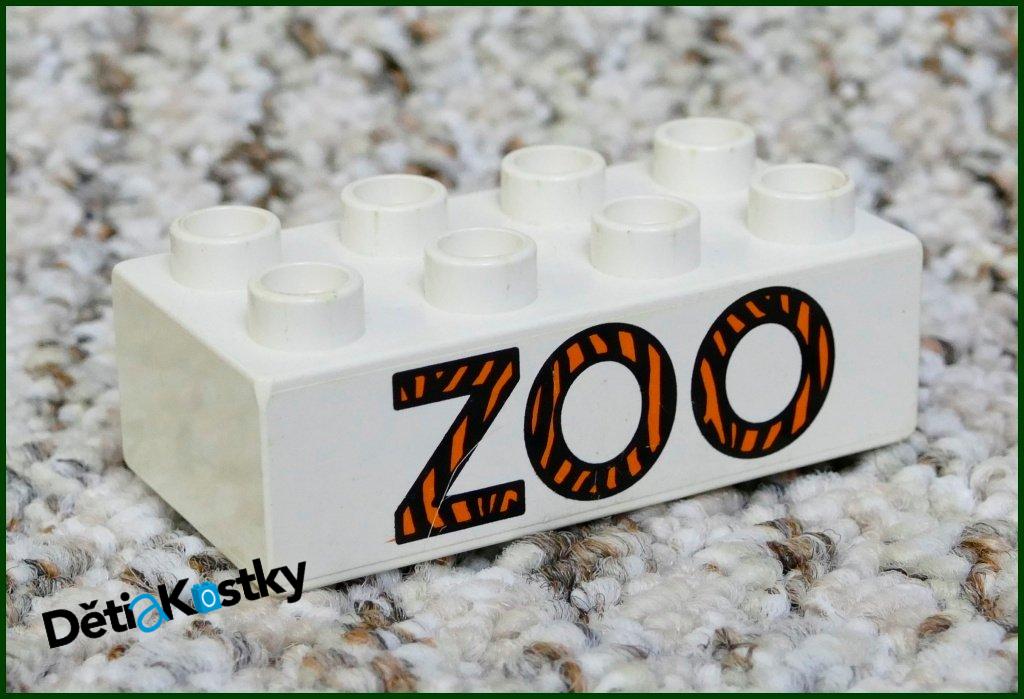 Lego® Duplo® Kostka 2x4 Bílá - Nápis Zoo