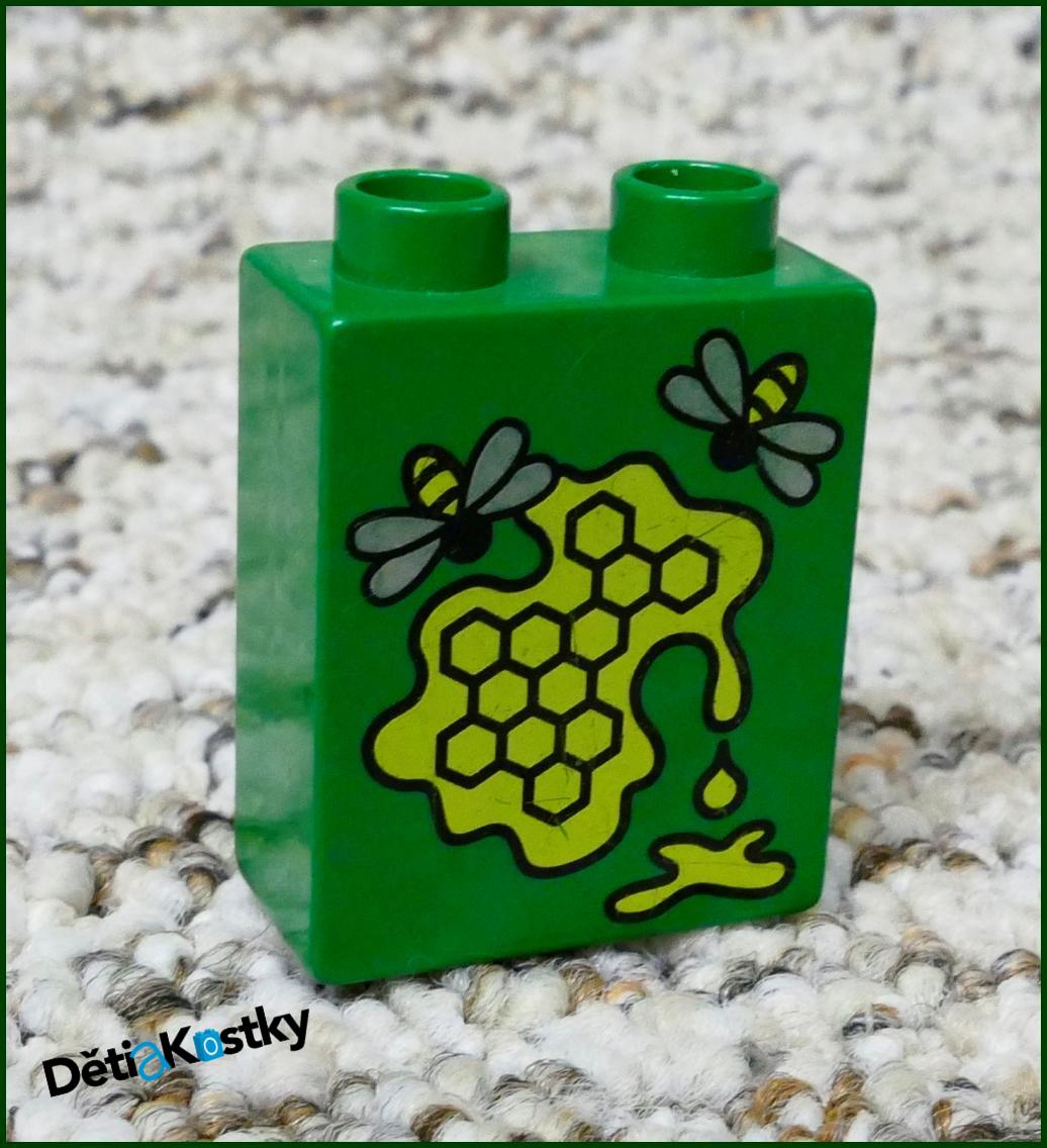 Lego® Duplo® Kostka 1x2x2 Tm. Zelená - Včelí Plástve