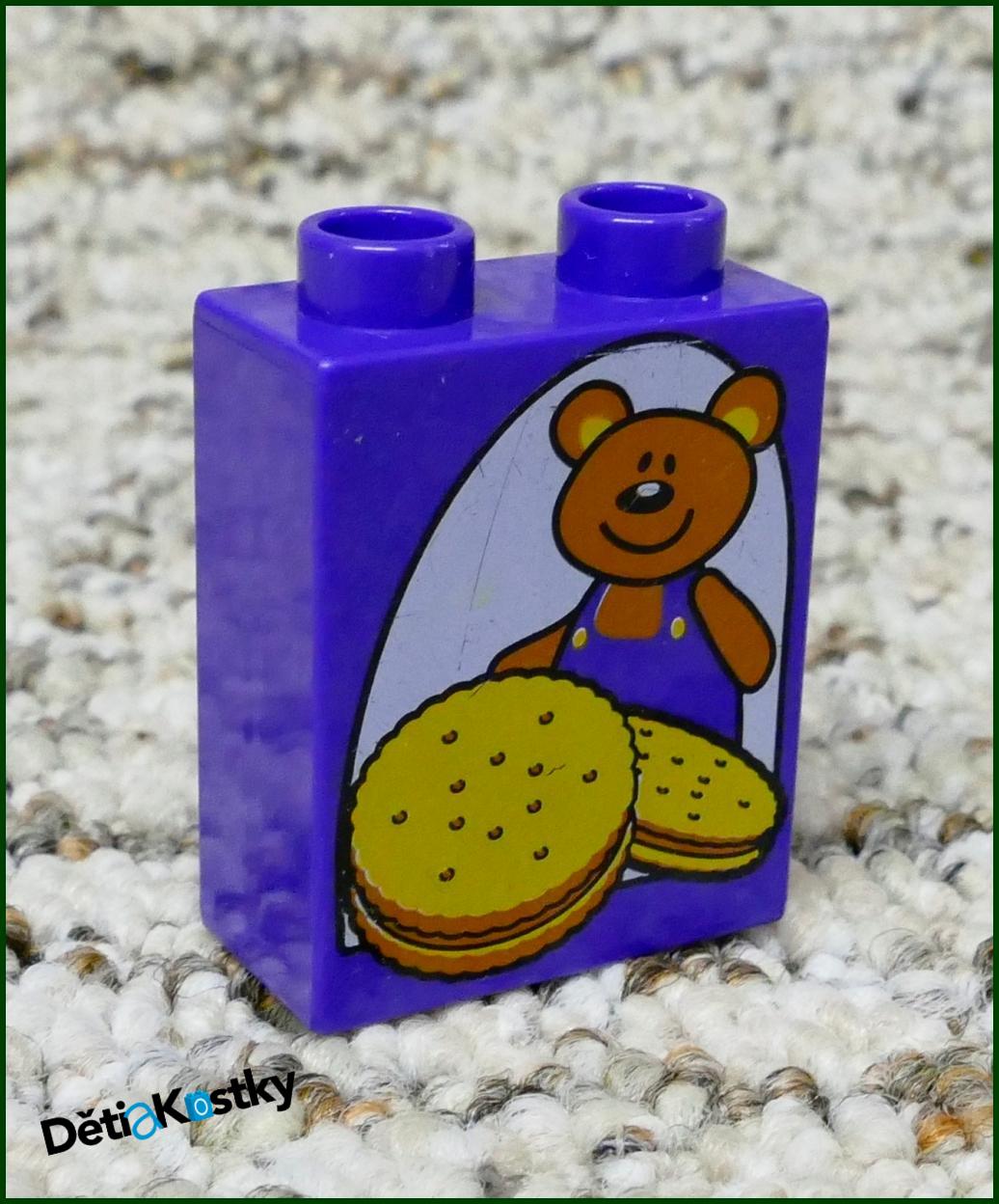 Lego® Duplo® Kostka 1x2x2 Fialová - Medvídek s Koláčky