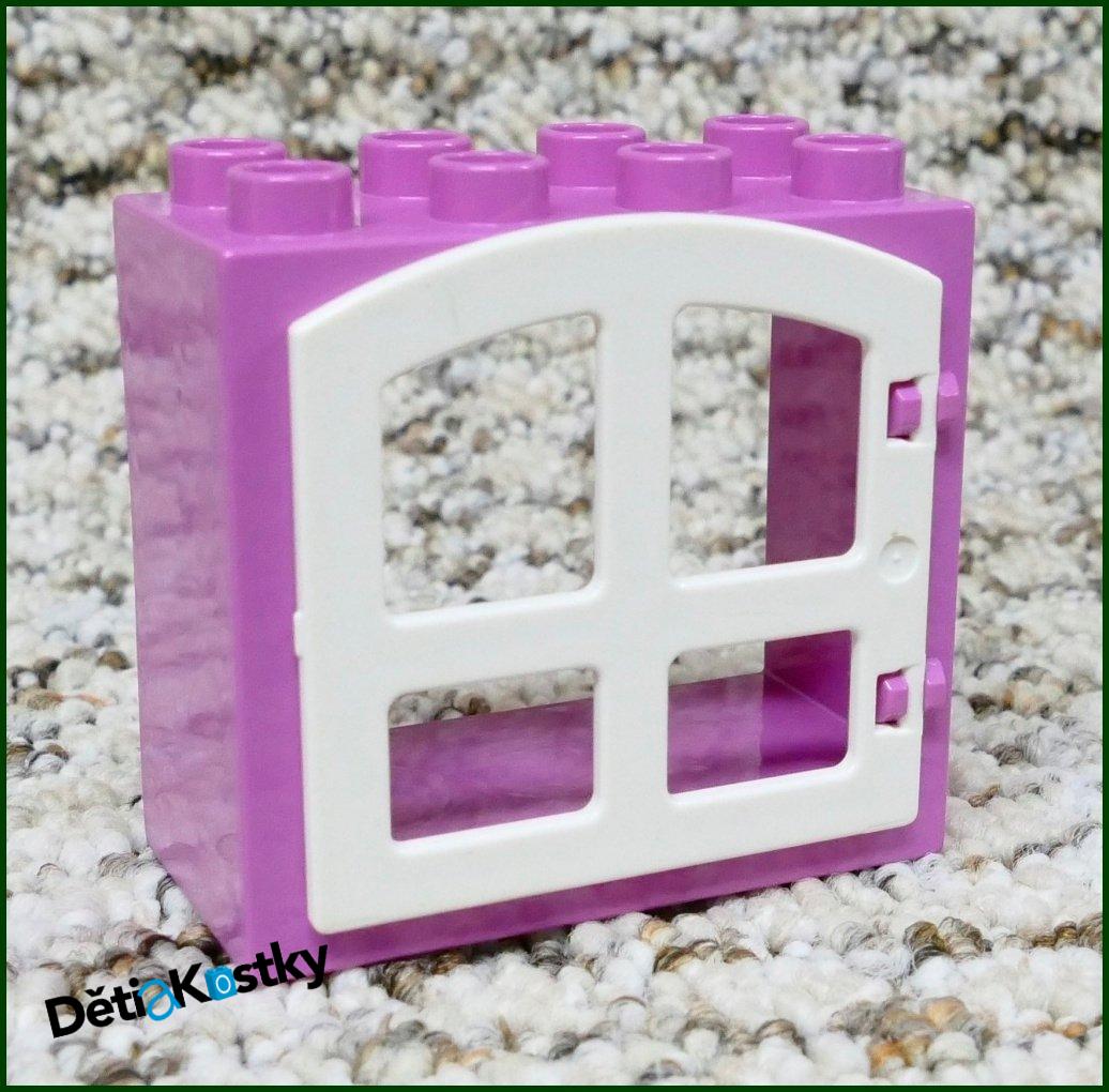 Lego® Duplo® Kostka s Oknem Růžová - Bílá Okenice Zaoblená