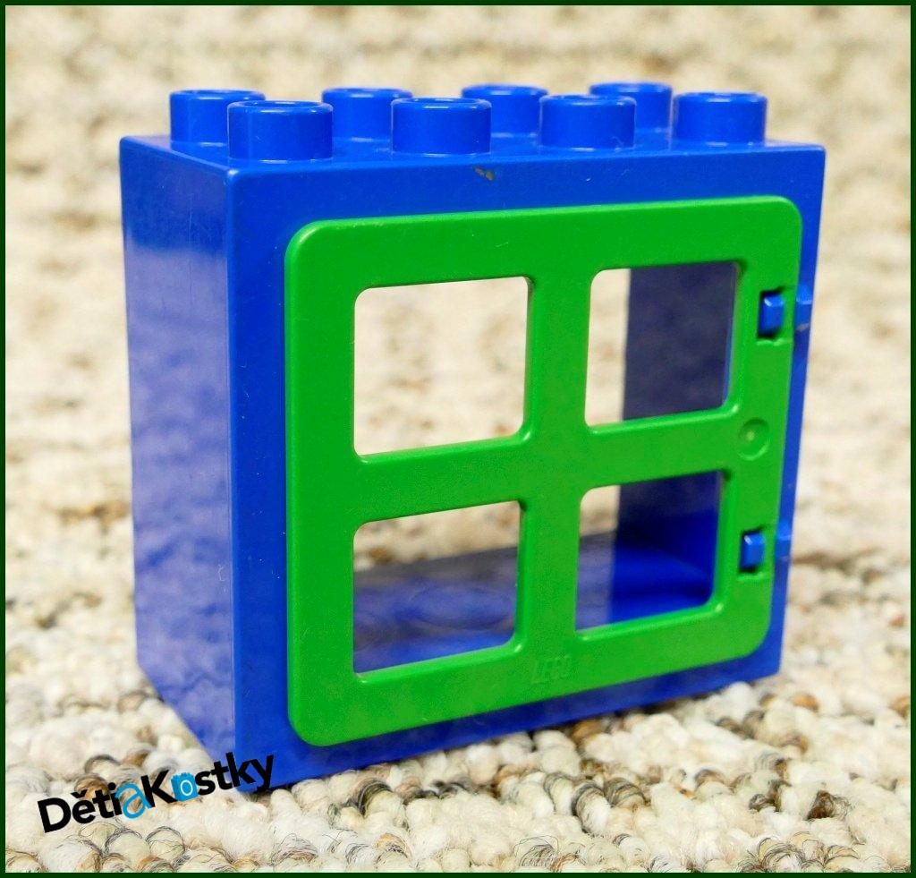 Lego® Duplo® Kostka s Oknem Tmavě Modrá - Zelená Okenice