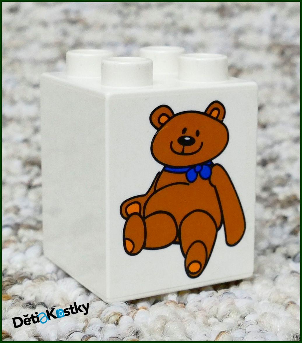 Lego® Duplo® Kostka 2x2x2 Bílá - Medvídek