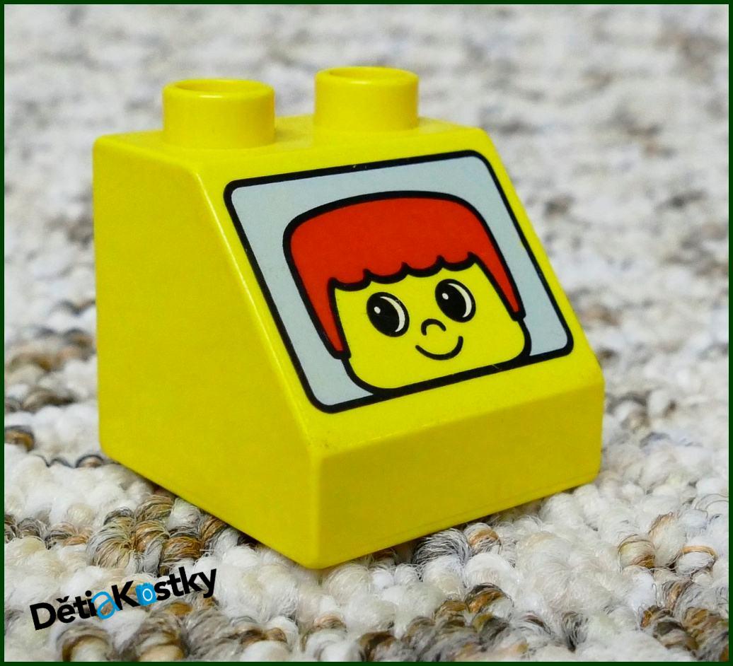 Lego® Duplo® Kostka 2x2 Žlutá Zkosená - Obličej II