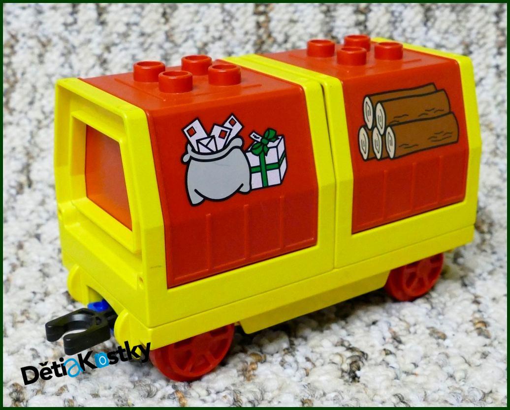 Lego® Duplo® Vagon - Kontejnery Výklopné Pošta/Dřevo - Žlutá/Červená