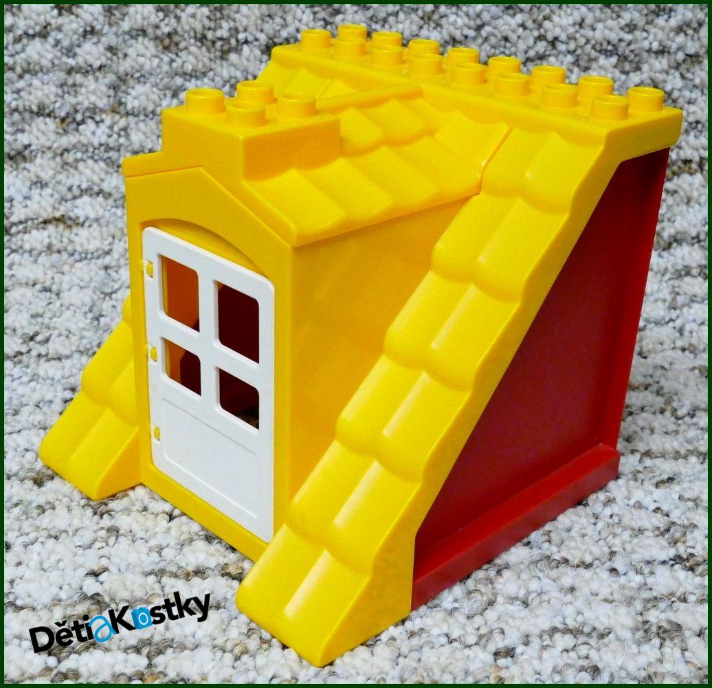 Lego® Duplo® Domeček - Žlutá Střecha, Červené Bočnice, Bílé Dveře