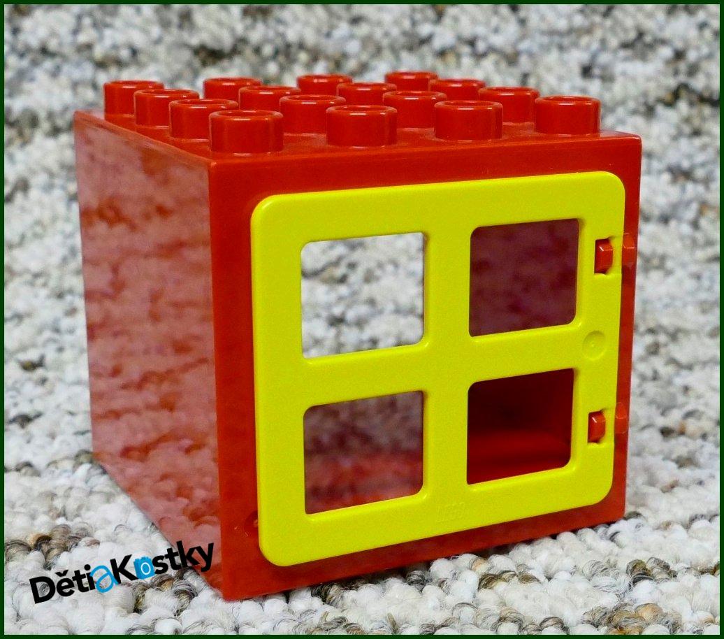 Lego® Duplo® Kostka s Oknem 4x4x4 Červená - Žluté Okno