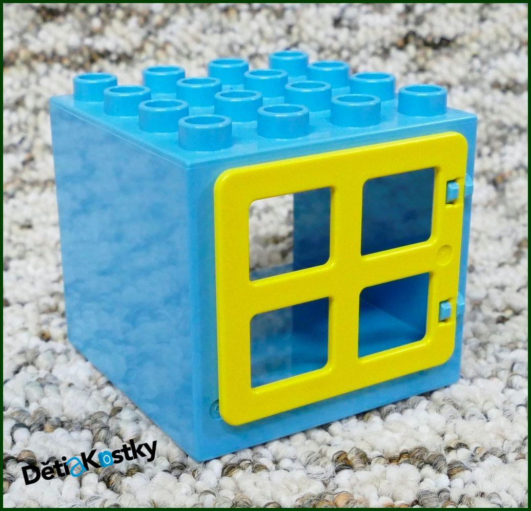 Lego® Duplo® Kostka s Oknem 4x4x4 Tyrkysová - Žluté Okno