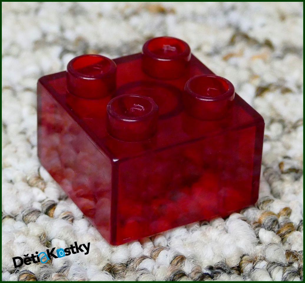 Lego® Duplo® Kostka 2x2 Průhledná Červená
