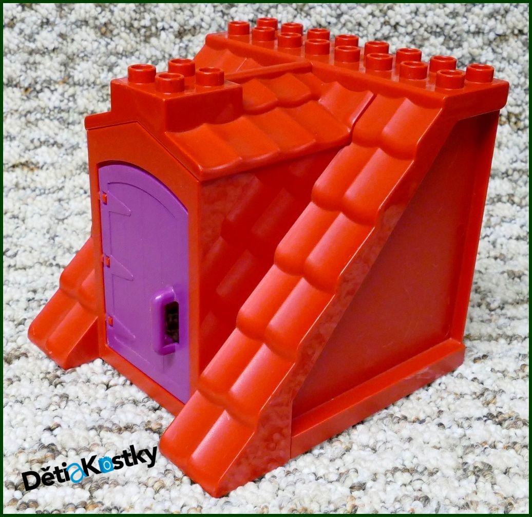 Lego® Duplo® Domeček - Červená Střecha, Červené Bočnice, Fialové Dveře