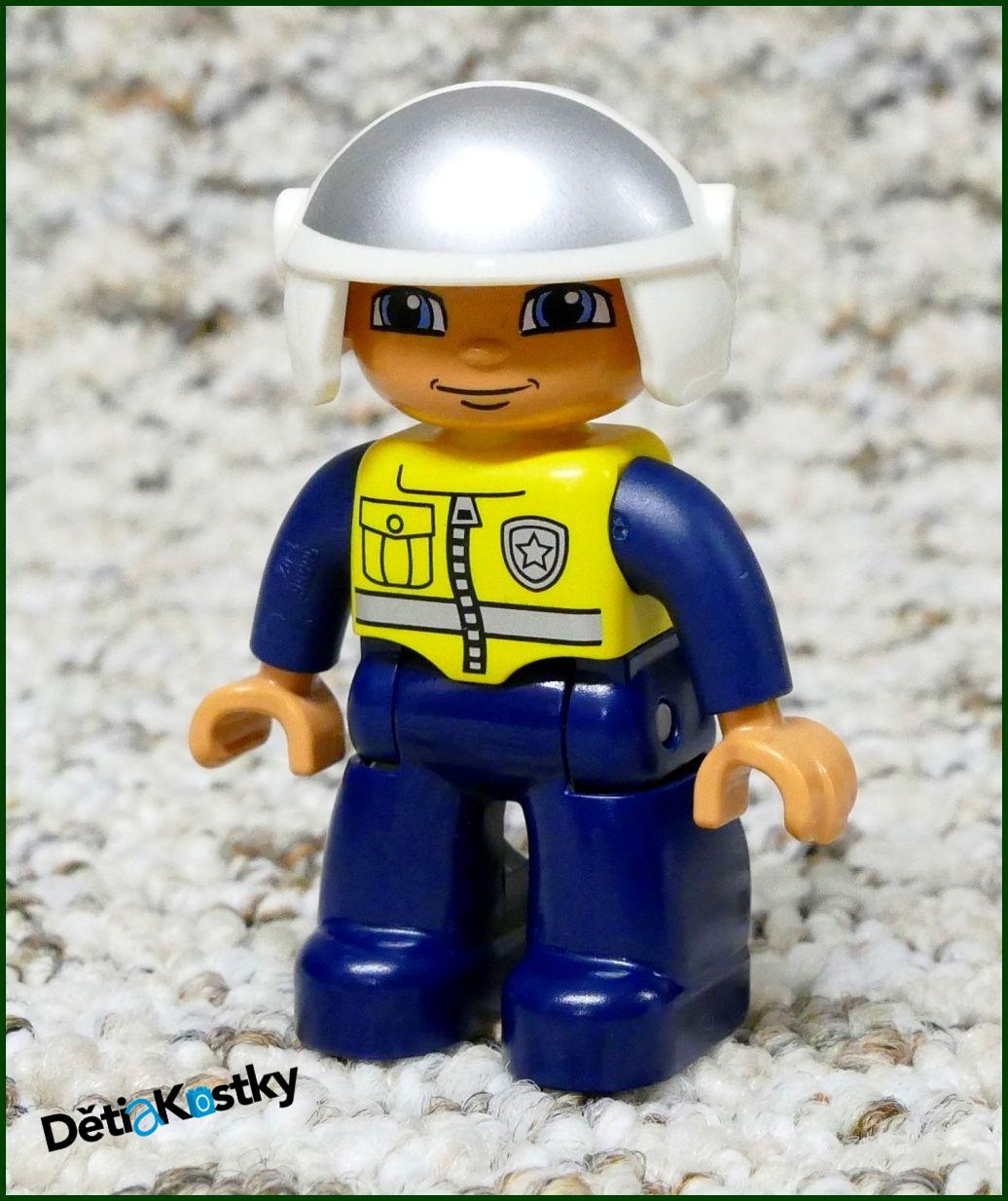 Lego® Duplo® Figurka Policajt Motorkář se Stříbrnou Přilbou