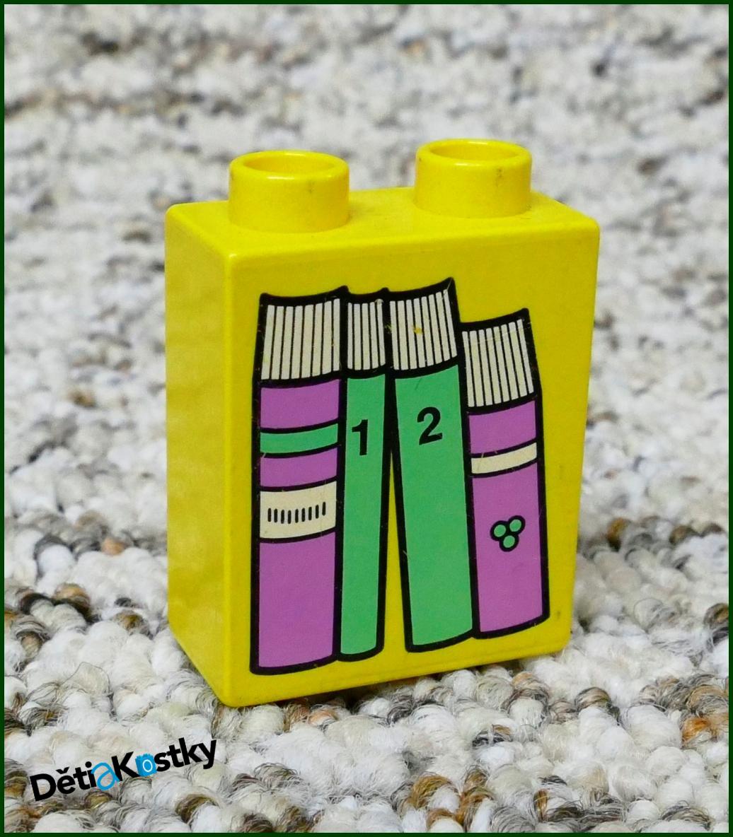 Lego® Duplo® Kostka 1x2x2 Žlutá Knihy (Červené, Zelené)
