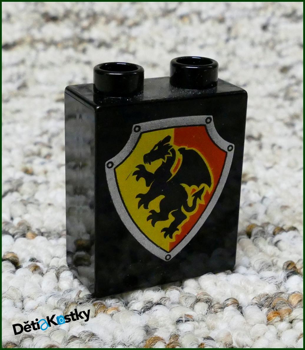 Lego® Duplo® Kostka 1x2x2 Černá - Červený Erb