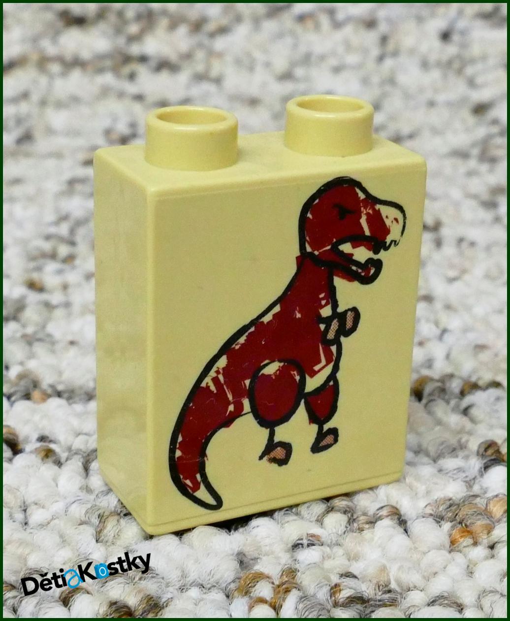 Lego® Duplo® Kostka 1x2x2 Béžová - Kresba Dinosaura