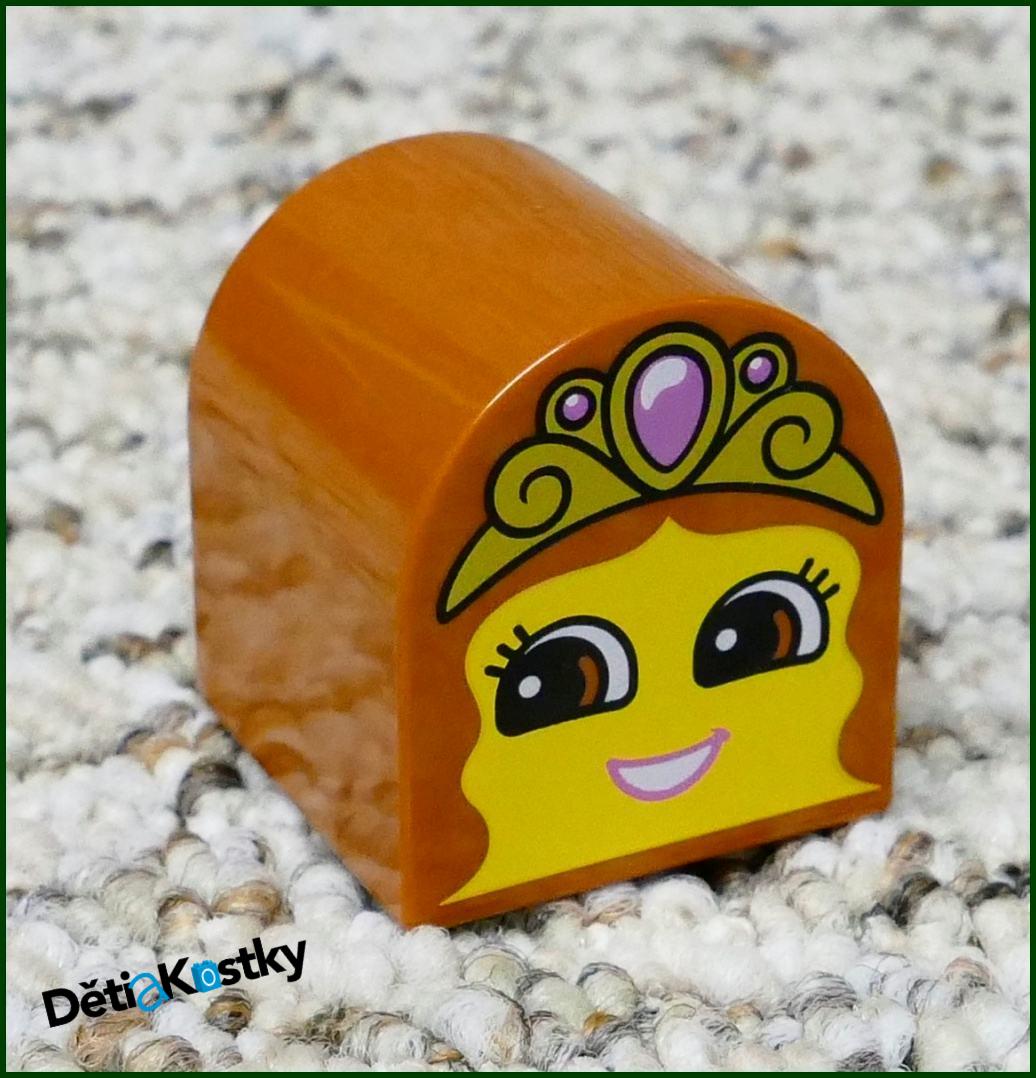 Lego® Duplo® Kostka 2x2 Půlkulatá Hnědá - Obličej Dívka s Korunou