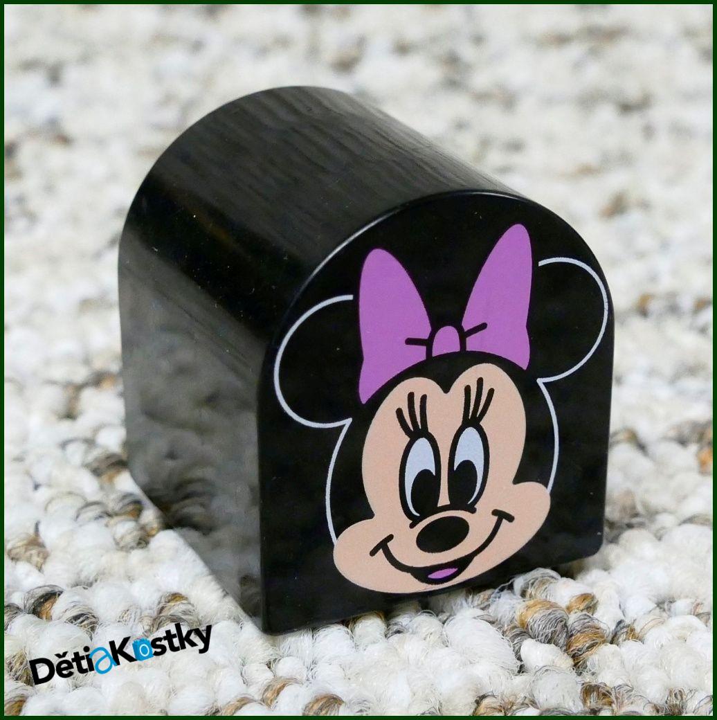 Lego® Duplo® Kostka 2x2 Zaoblená Černá - Obrázek Minnie Mouse