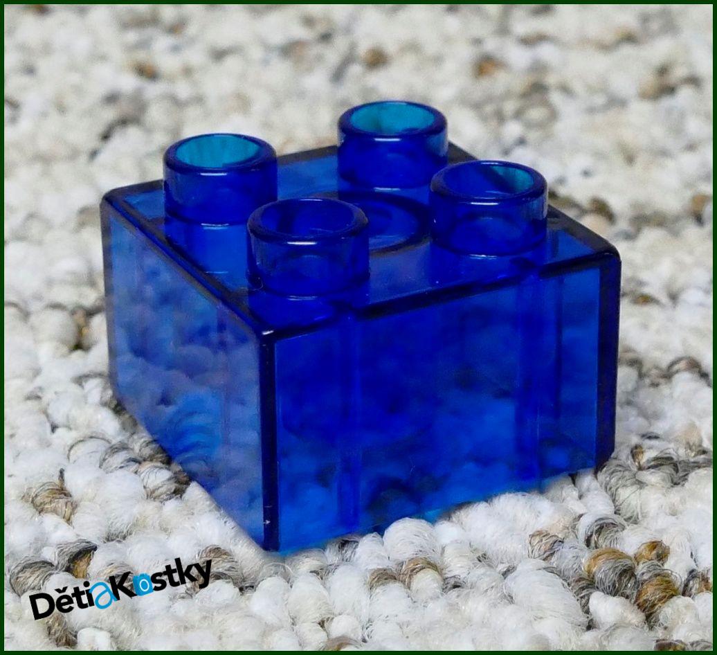 Lego® Duplo® Kostka 2x2 Průhledná Tmavě Modrá