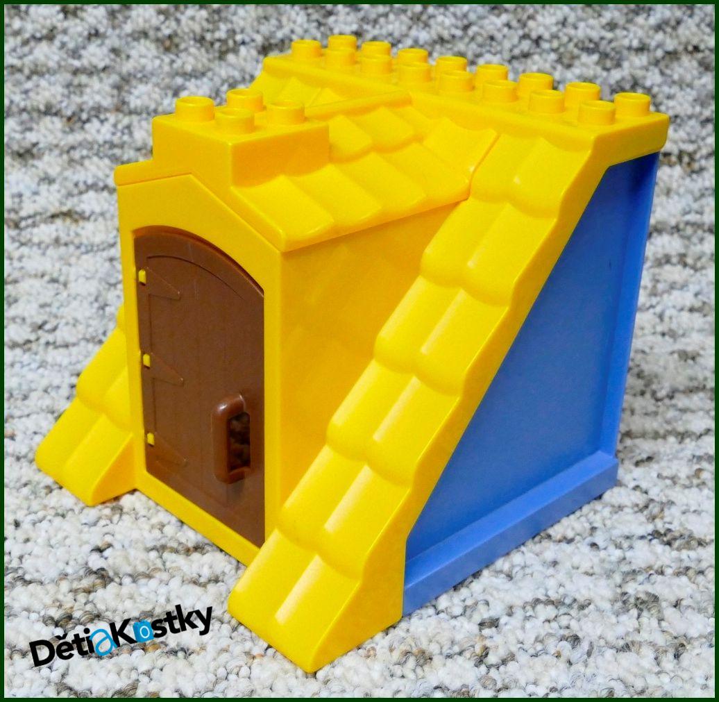 Lego® Duplo® Domeček - Žlutá Střecha, Modré Bočnice, Hnědé Dveře