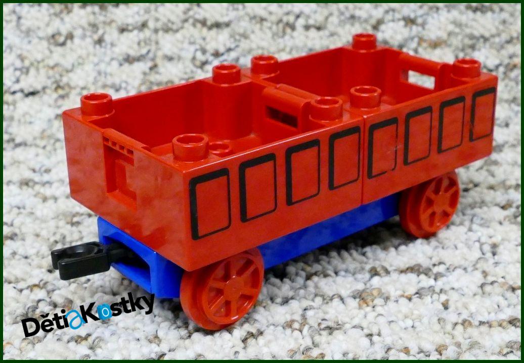 Lego® Duplo® Vagon - Nízké Kontejnery - Modrý Podvozek - Červená/Černá