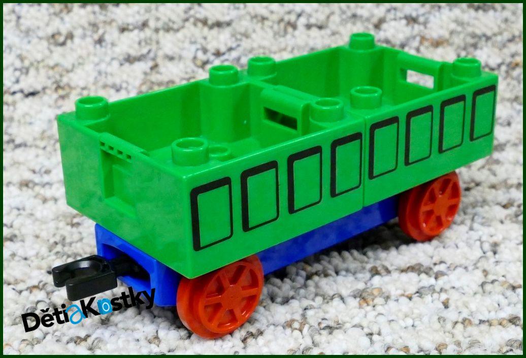Lego® Duplo® Vagon - Nízké Kontejnery - Modrý Podvozek - Zelená/Černá