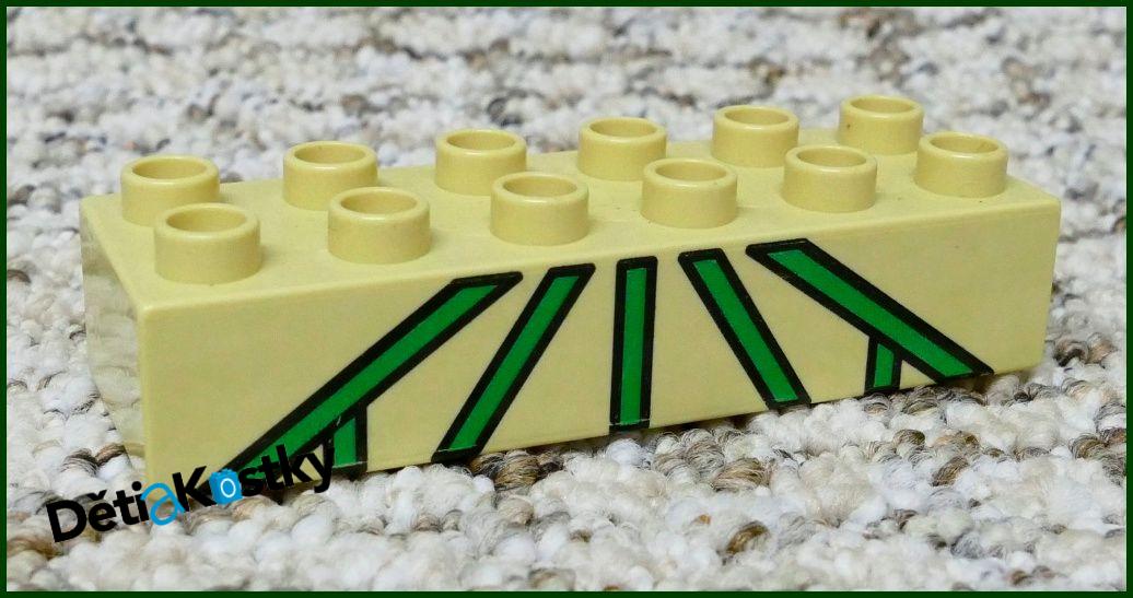 Lego® Duplo® Kostka 2x6 se Zelenými Pruhy Béžová