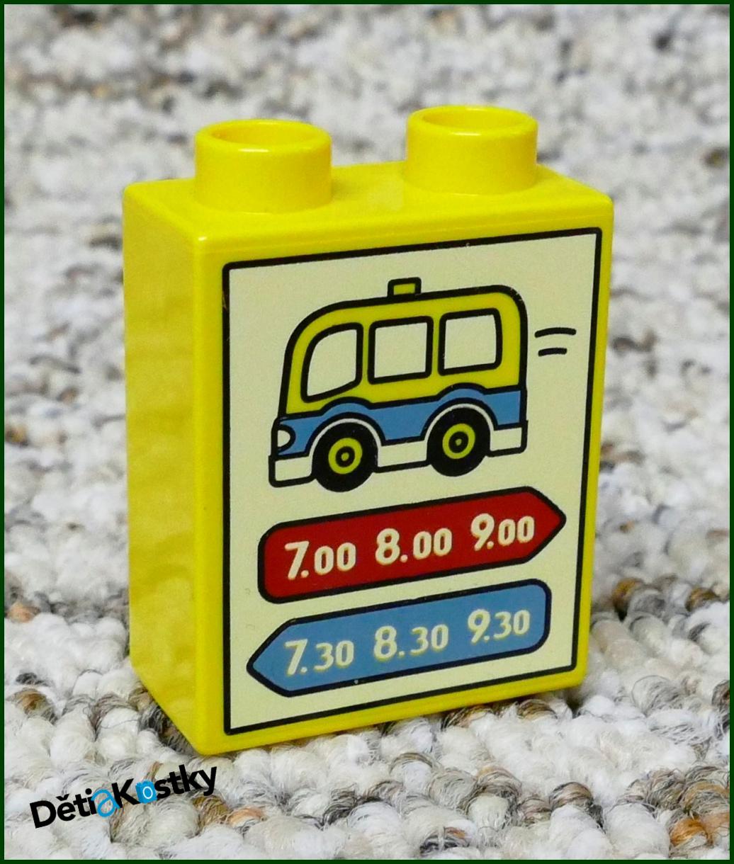 Lego® Duplo® Kostka 1x2x2 Žlutá - Autobusová Zastávka s Časy