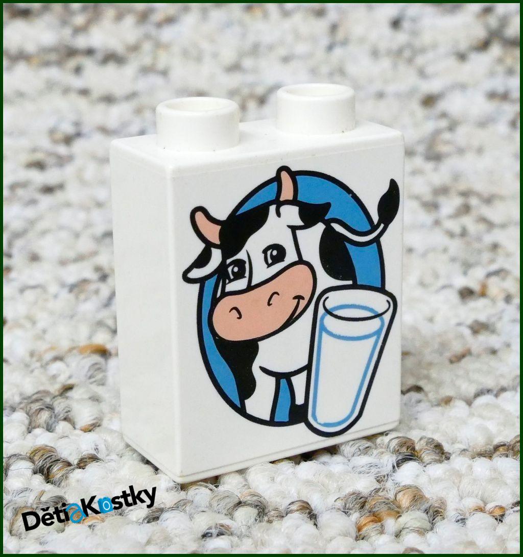 Lego® Duplo® Kostka 1x2x2 Bílá - Kravička a Mléko