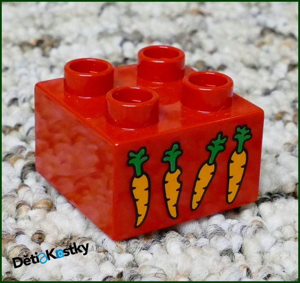 Lego® Duplo® Kostka 2x2 Červená - Mrkvičky
