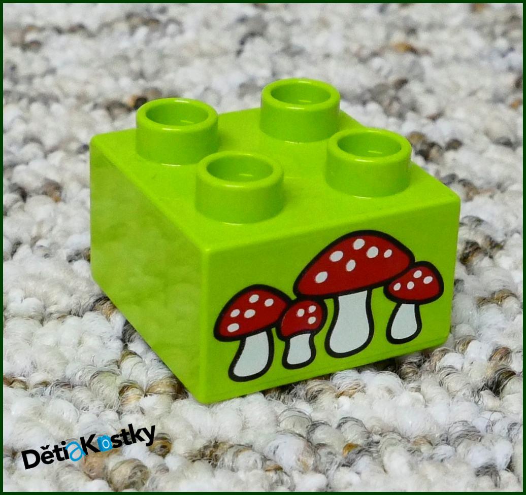 Lego® Duplo® Kostka 2x2 Limetka - Muchomůrky