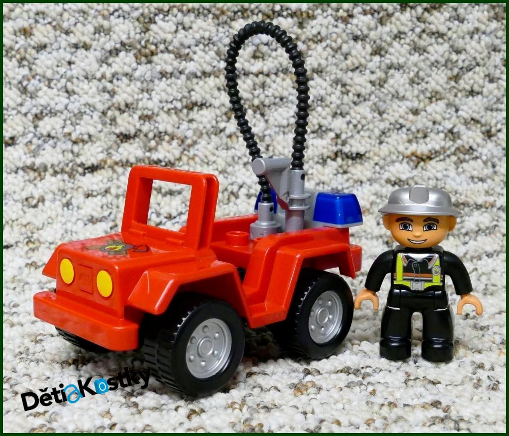 Lego® Duplo® Terénní Hasičský Jeep - Hasič se Stříbrnou Přilbou