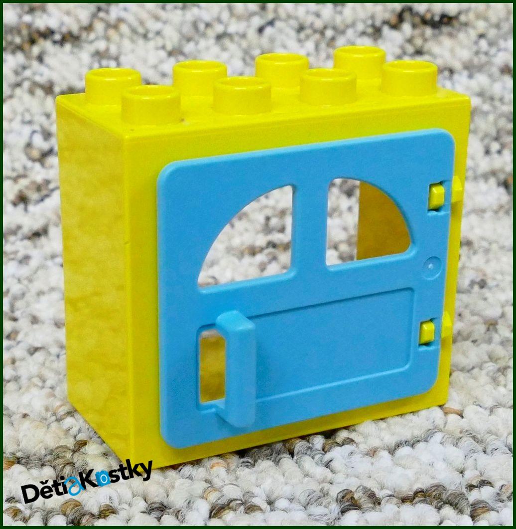 Lego® Duplo® Kostka s Dveřmi Žlutá - Tyrkysová Dvířka s Okny