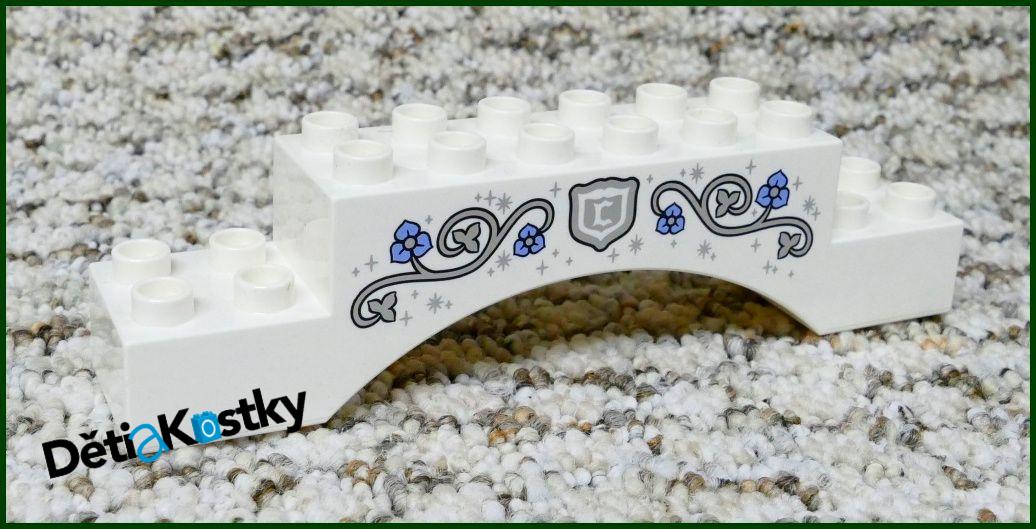 Lego® Duplo® Kostka Dlouhá Klenba Bílá s Potiskem Květin