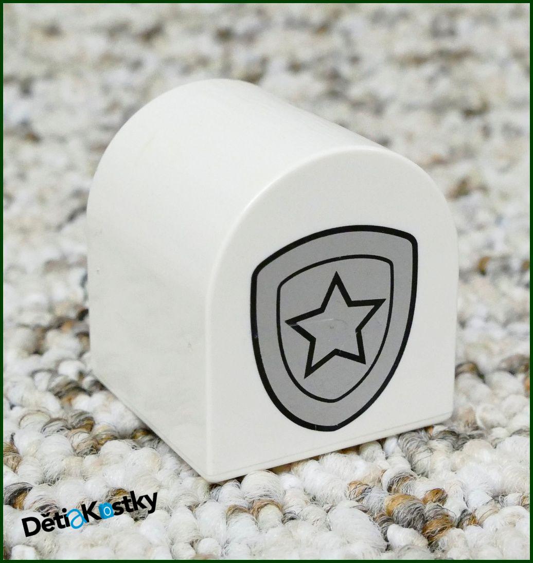 Lego® Duplo® Kostka 2x2 Zaoblená Bílá - Znak Policie