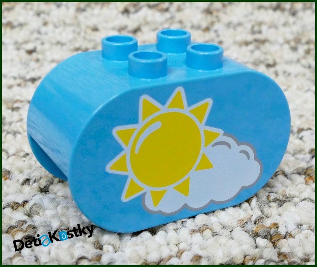 Lego® Duplo® Kostka 2x4 Zaoblená Tyrkysová - Sluníčko s Mrakem