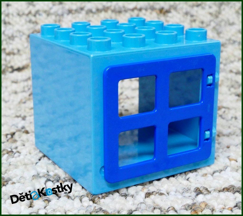 Lego® Duplo® Kostka s Oknem 4x4x4 Tyrkysová - Modré Okno
