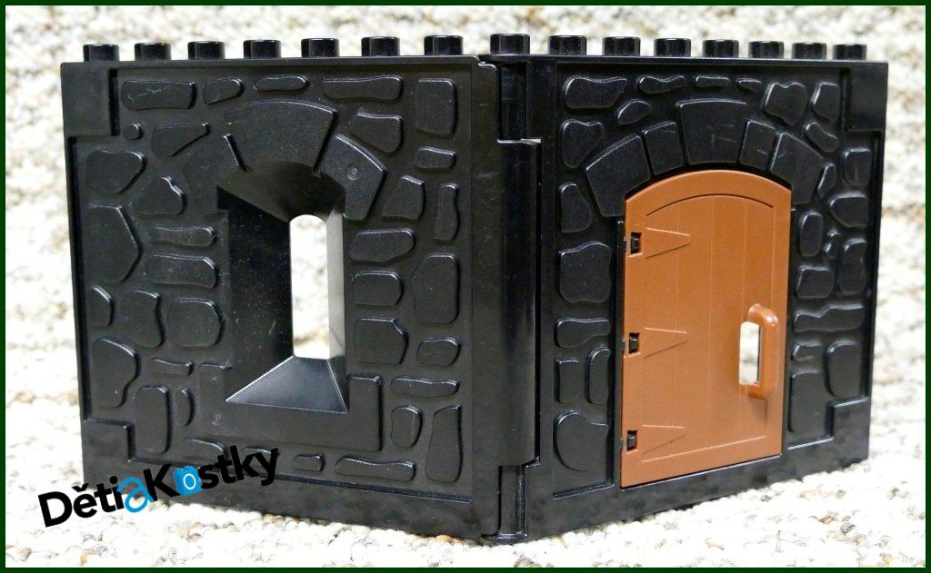 Lego® Duplo® Stěna Hradu Černá - Hnědé Dveře