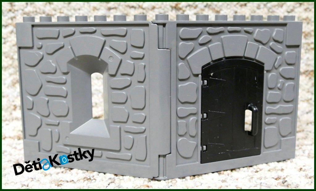 Lego® Duplo® Stěna Hradu Tmavě Šedá - Černé Dveře