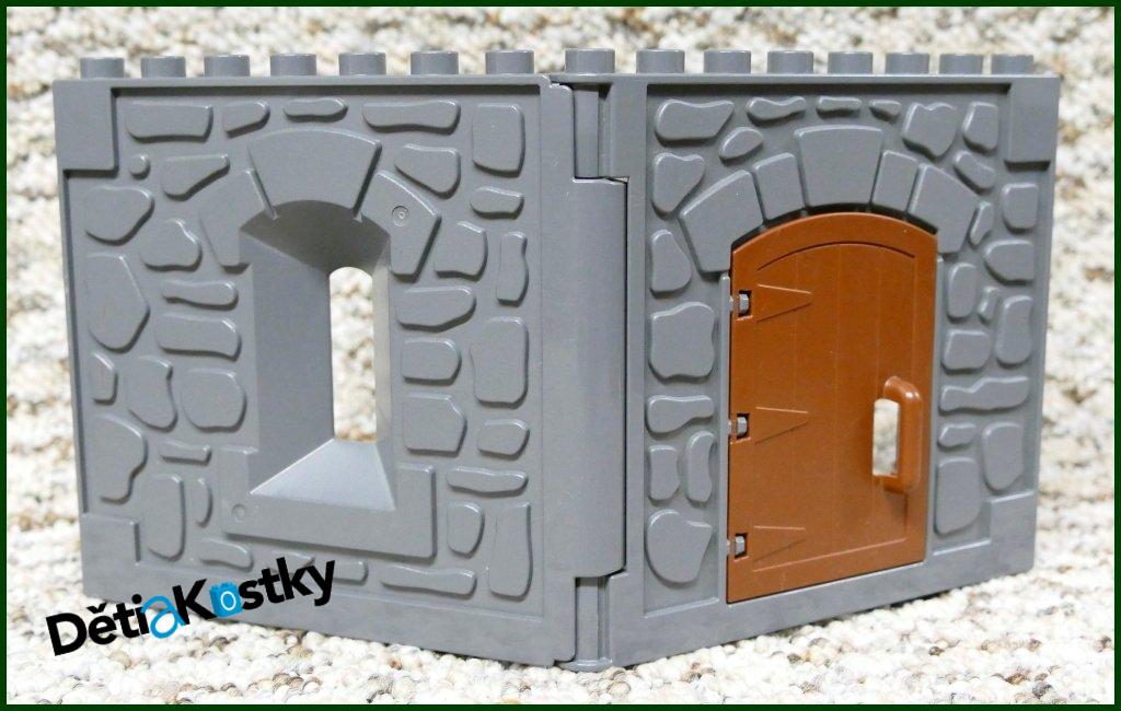 Lego® Duplo® Stěna Hradu Tmavě Šedá - Hnědé Dveře