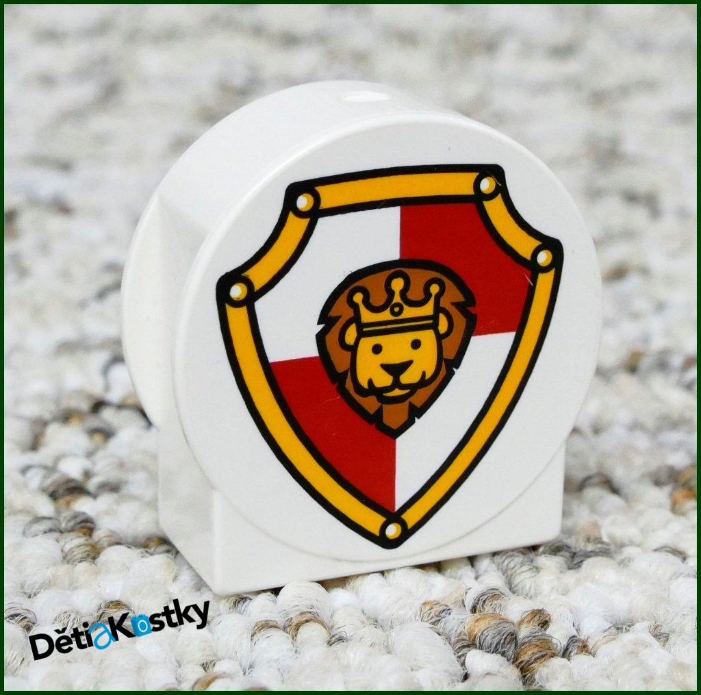 Lego® Duplo® 1x2x2 Zaoblená Bílá se Štítem a Lvem