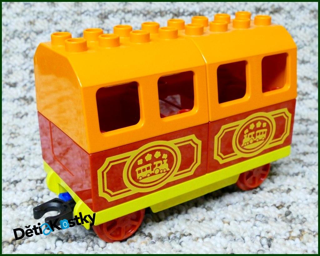 Lego® Duplo® Vagon pro Cestující Žlutý/Oranžový - Potisk Mašinky
