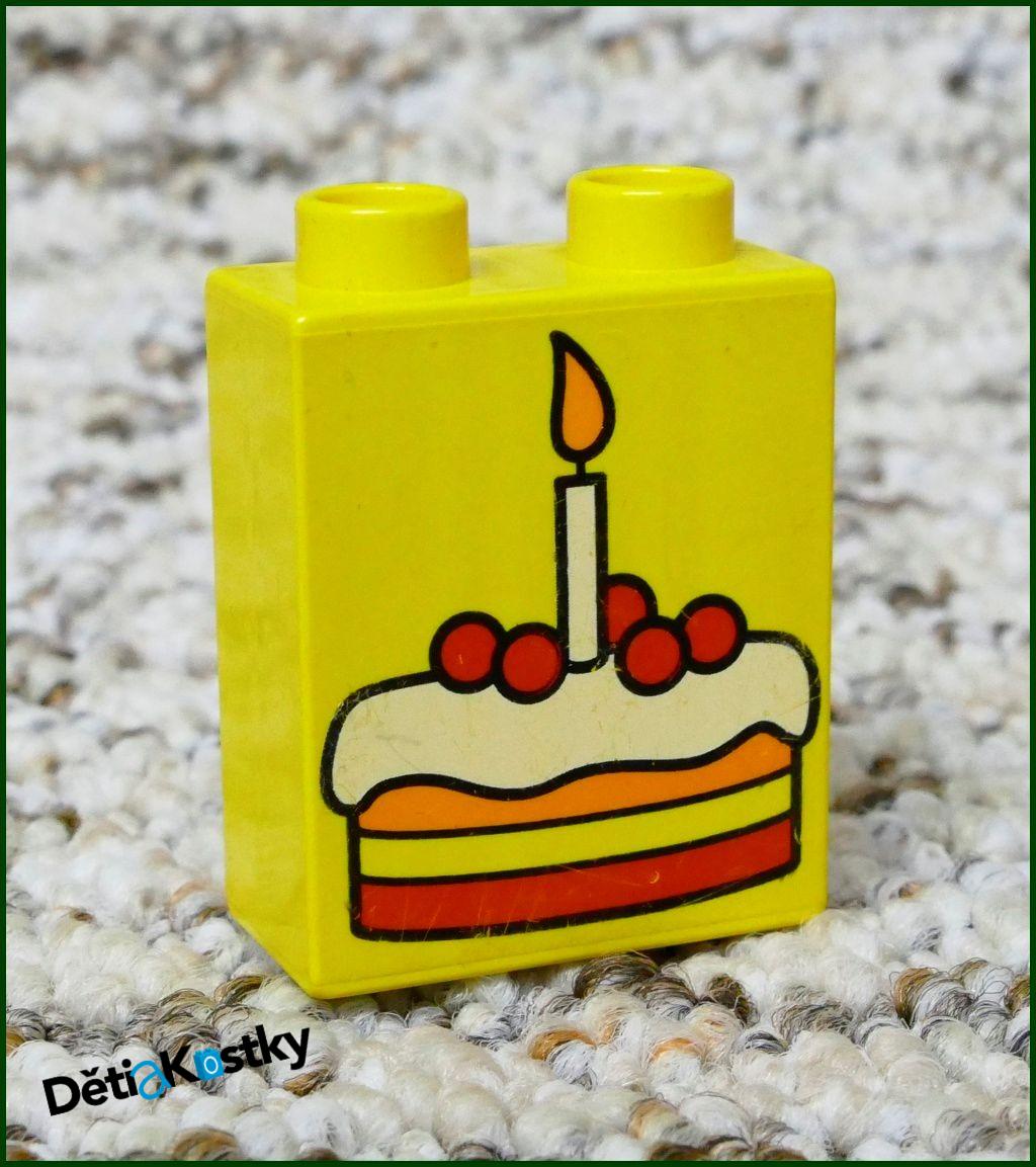 Lego® Duplo® Kostka 1x2x2 Žlutá - Dort se Svíčkou