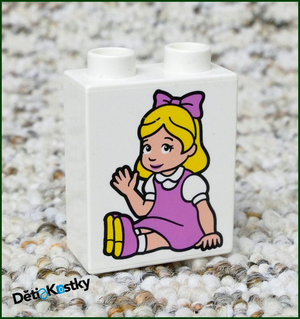 Lego® Duplo® Kostka 1x2x2 Bílá - Holčička s Mašlí