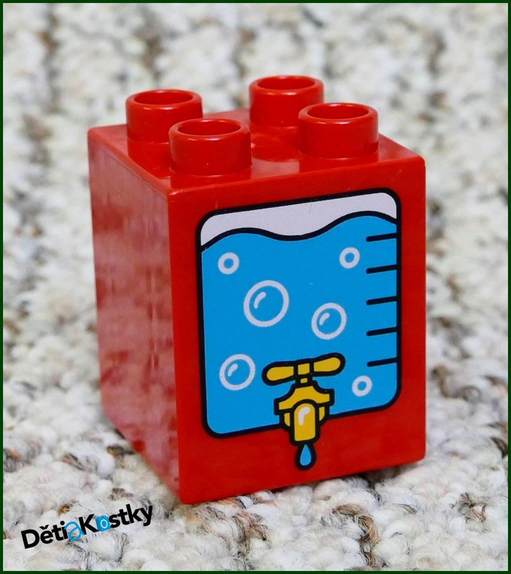 Lego® Duplo® Kostka 2x2x2 Červená - Nádrž s Kohoutem