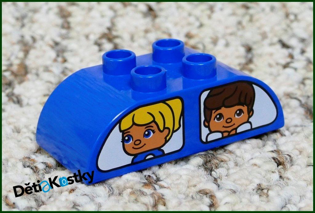 Lego® Duplo® Kostka 2x4 Zaoblená Modrá - Okna s Dětmi a Zvířátky