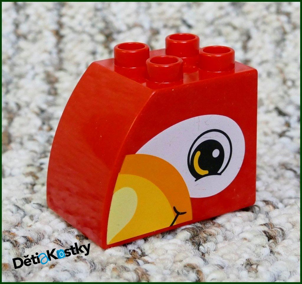 Lego® Duplo® Kostka 2x3 Zaoblená Vysoká Červená - Papoušek