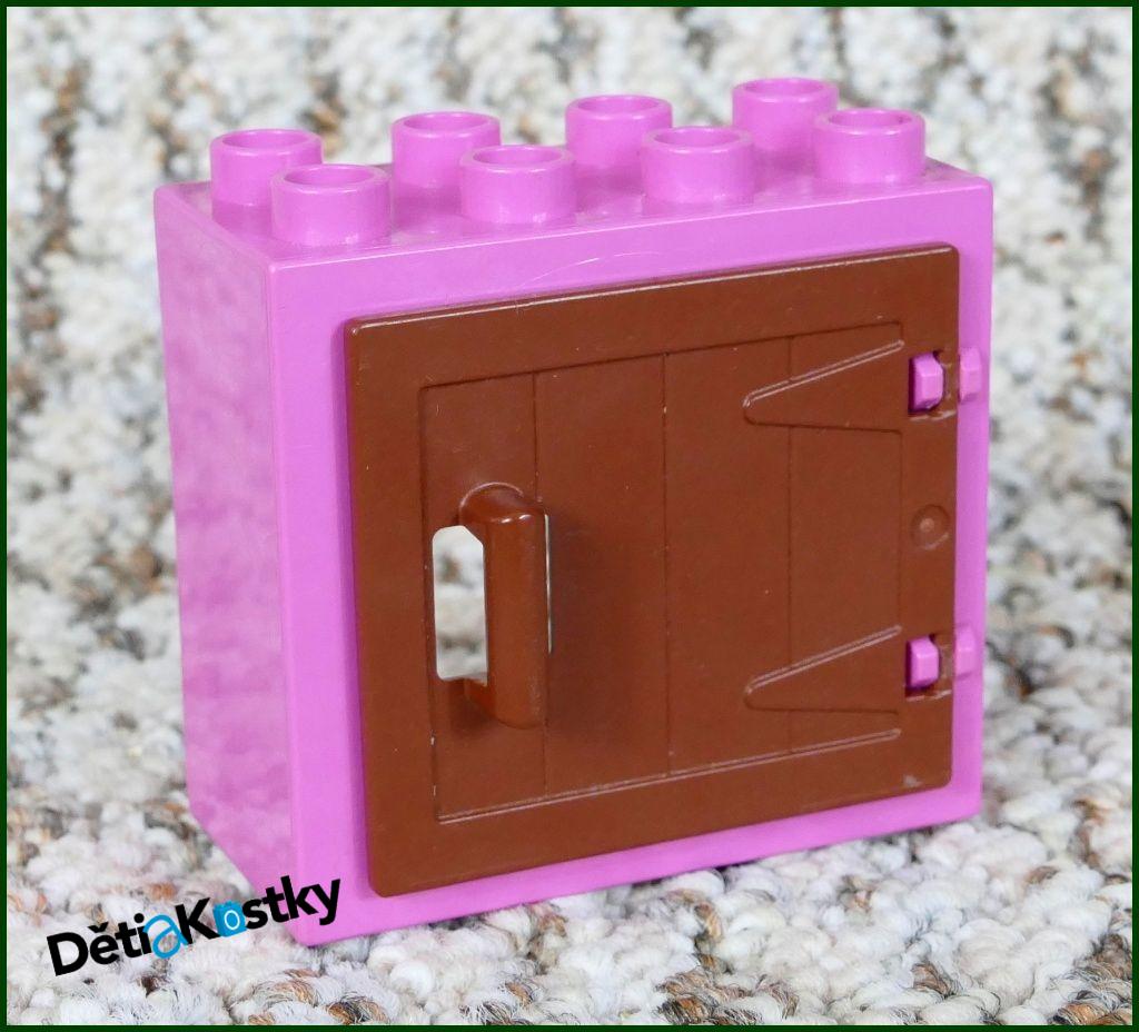 Lego® Duplo® Kostka s Hnědými Dveřmi Růžová
