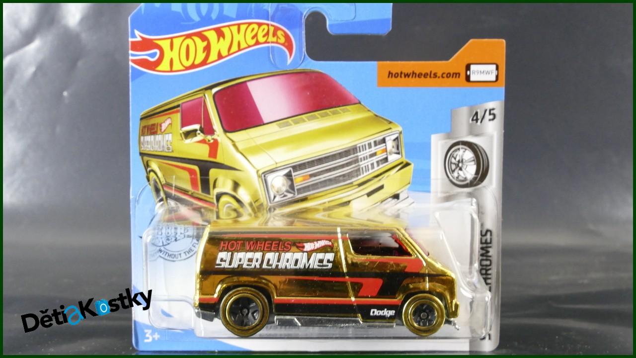 Angličák Hot Wheels Autíčko Custom '77 Dodge Van (SUPER CHROMES)