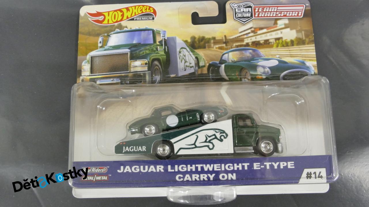 Model Angličák Hot Wheels Transport Jaguar Lightweight E-Type Carry On